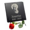 Plaque funéraire carrée ardoise naturelle personnalisée avec photo 20x20 cm