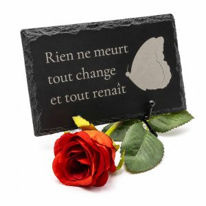 Plaque funéraire rectangle en ardoise naturelle 11x16 cm