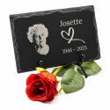 Plaque funéraire rectangle  ardoise naturelle personnalisée avec photo 11x16 cm