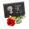 Plaque funéraire rectangle  ardoise naturelle personnalisée avec photo 11x16 cm