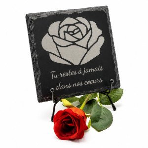Plaque funéraire carrée en ardoise naturelle 16x16 cm