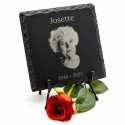 Plaque funéraire carrée en ardoise naturelle avec photo 16x16 cm