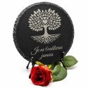 Plaque funéraire ronde en ardoise naturelle Ø16 cm