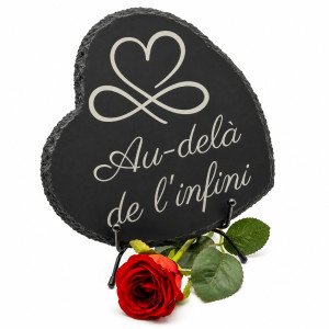 Plaque funéraire cœur en ardoise naturelle 20x20 cm