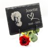 Plaque funéraire rectangle en ardoise naturelle avec photo 14x19 cm