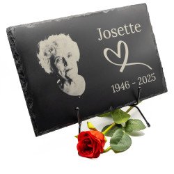Plaque funéraire rectangle en ardoise naturelle avec photo 20x30 cm