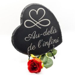 Plaque funéraire cœur en ardoise naturelle 20x20 cm