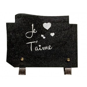 Plaque funéraire rectangle en granit naturel "Je t'aime" 15x20 cm