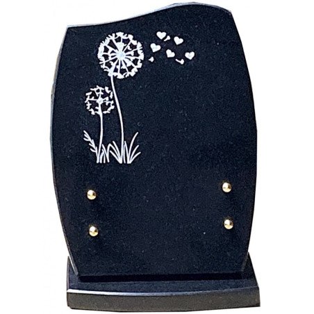 Min-stèle funéraire rectangle en granit naturel pissenlit 25x18 cm