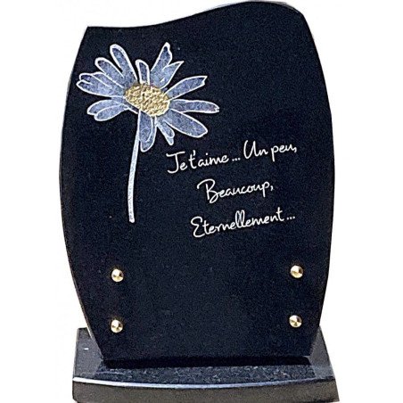 Mini-stèle funéraire rectangle en granit naturel marguerite 25x18 cm