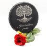 Plaque funéraire ronde en ardoise naturelle Ø16 cm