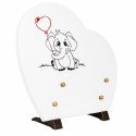 Plaque funéraire enfant cœur en granit naturel "éléphant" 25x25 cm