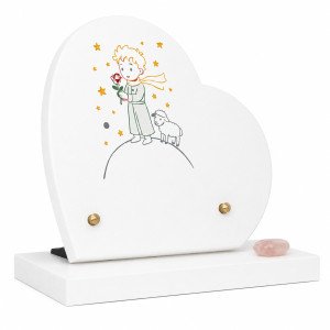 Plaque funéraire enfant cœur en granit naturel "Petit prince" 20x20 cm