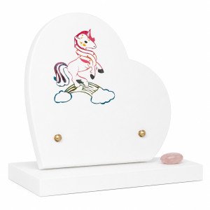 Plaque funéraire enfant cœur en granit naturel "licorne" 20x20 cm