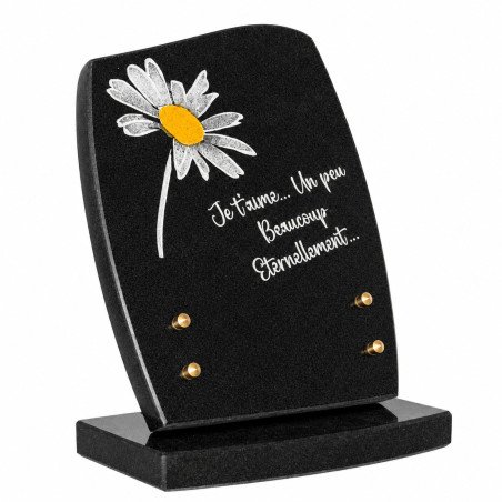 Mini-stèle funéraire rectangle en granit naturel marguerite 25x18 cm