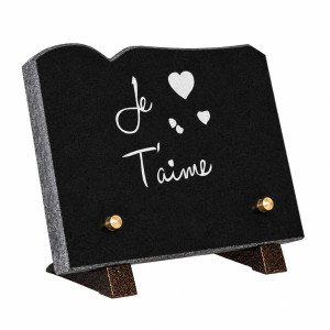 Plaque funéraire rectangle en granit naturel "Je t'aime" 15x20 cm