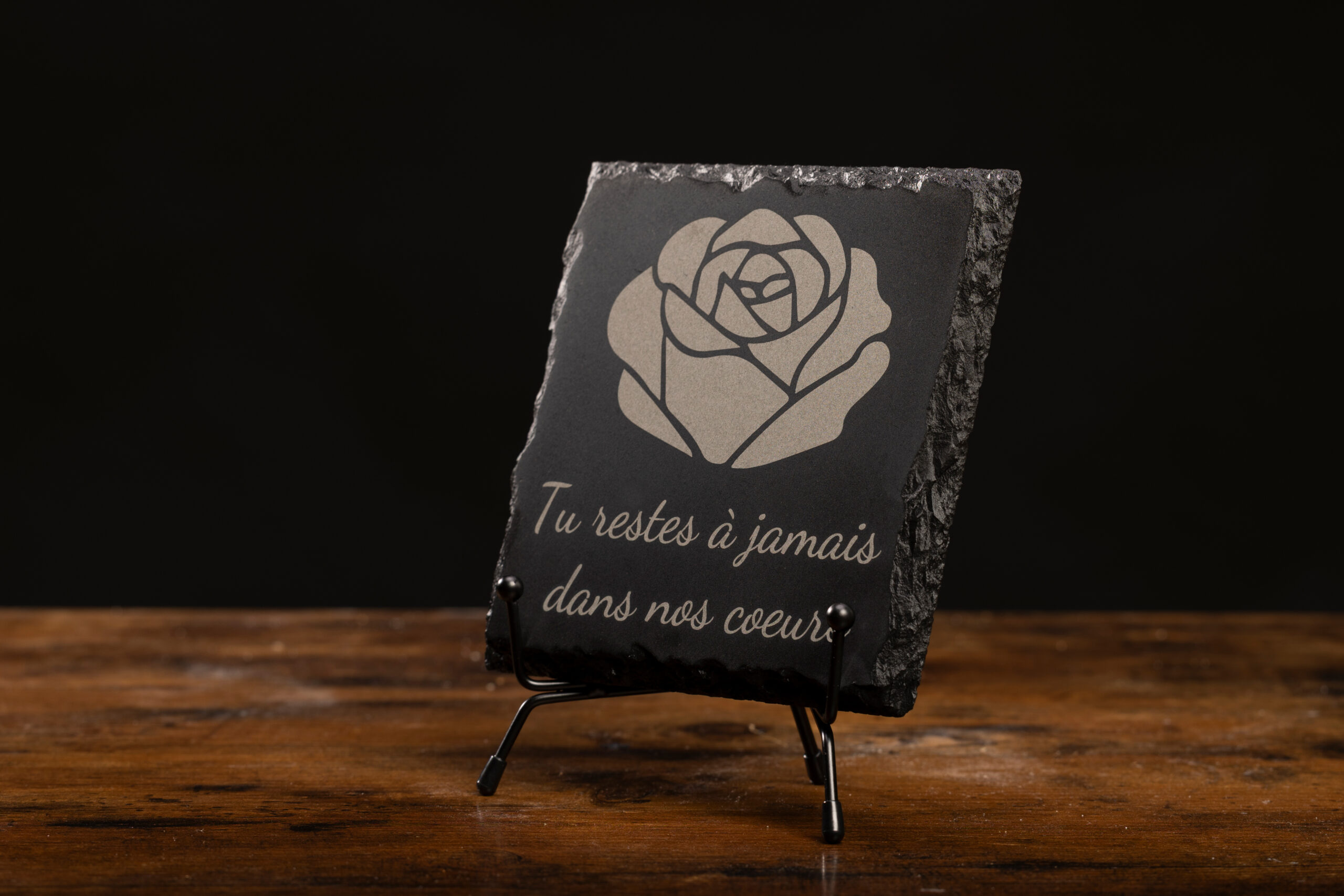 Plaque funéraire en ardoise personnalisée