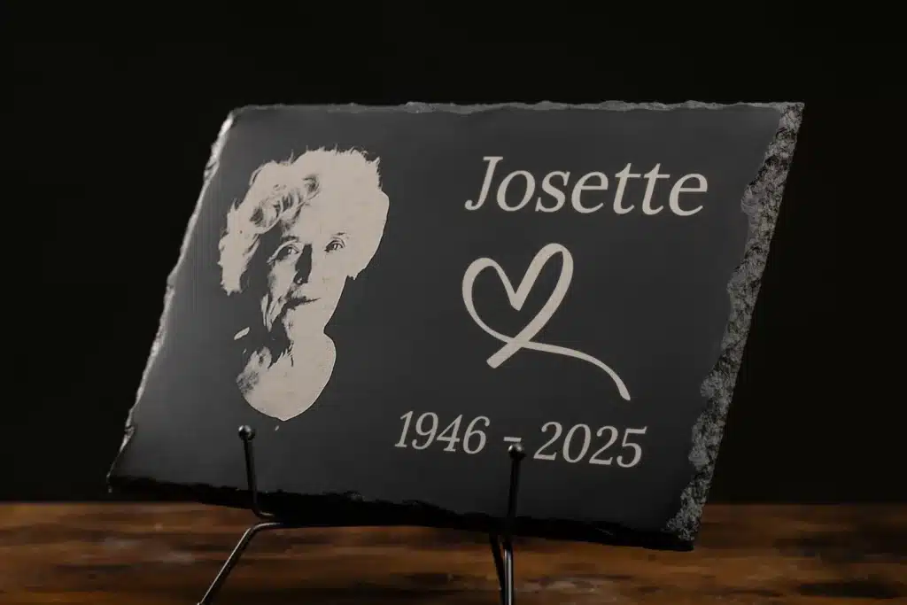 Plaque funéraire en ardoise personnalisée