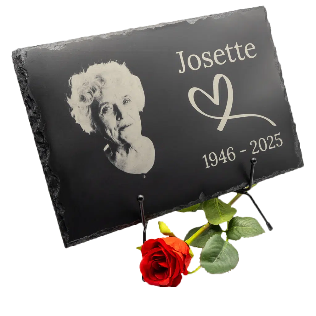 Plaque funéraire en ardoise personnalisée