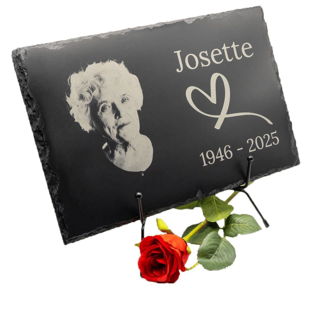 Grande plaque funéraire en ardoise personnalisée avec photo 20x30 cm