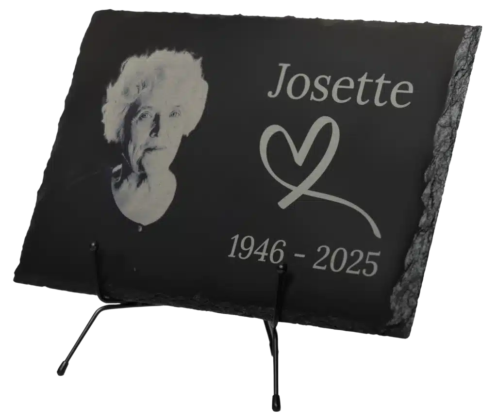 Plaque funéraire en ardoise personnalisée